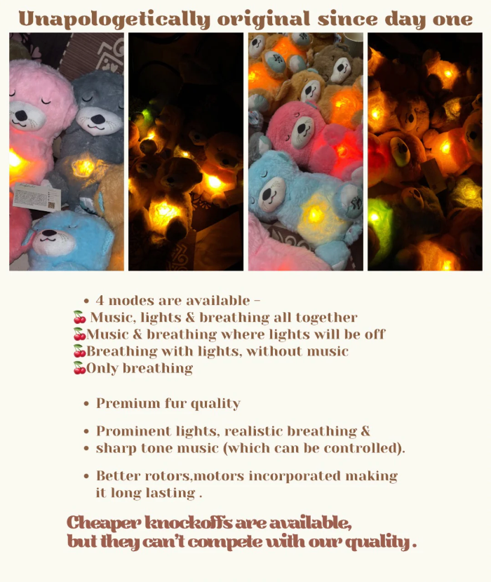 Breathing Teddy Bear with Gentle Heartbeat & Plush Hug