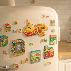 Samosa & Chai Fridge Magnet Set – Fun Kitchen Décor Gift